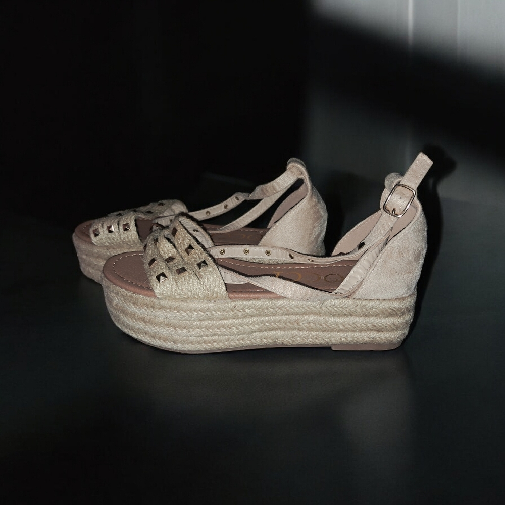CCOCCI size 8 womens Elegant Beige Platform Sandals With Ankle Strap - Picture 4 of 15